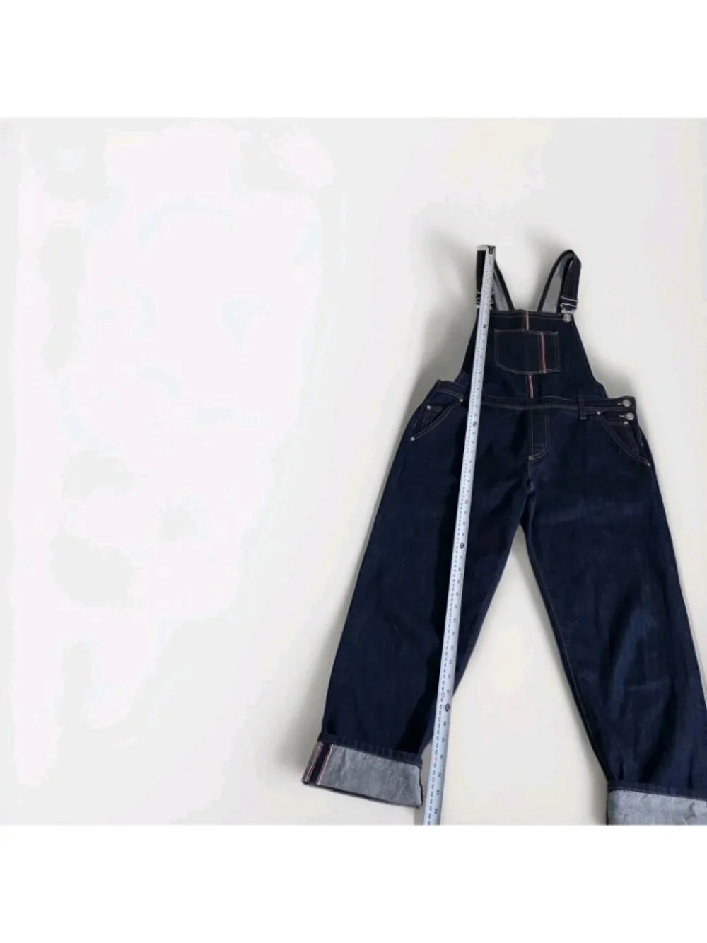 Topshop Moto Selvedge Denim Overalls Womens US 8 Navy Rigid Italy Preppy Grunge - Picture 10 of 16